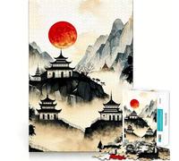 Puzzle da 1000 pezzi "Monte della Luna Rossa - Templi Giappone" per adulti, gioco di puzzle per esercitare la mente, giocattolo per legami familiari, taglio di precisione, regalo creativo (38x52cm)