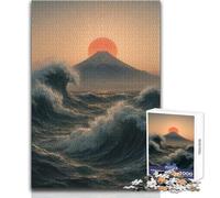 Puzzle da 1000 pezzi Monte Fuji Onde Alba Un modo rilassante per riempire il tempo libero Gioco di taglio preciso e costante Dimensioni giocattolo 38x52cm