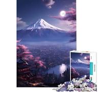 Puzzle da 1000 pezzi "Monte Fuji Valle al Chiaro di Luna" sfida per l'intelligenza gioco avvincente e rilassante perfetto come decorazione o regalo per il Secret Santa (dimensioni 38x52cm)