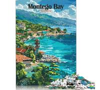 Puzzle da 1000 pezzi Montego Bay Giamaica Poster di viaggio Puzzle in legno per adulti e dai 18 anni in su Gioco intellettuale 1000 pezzi (75x50 cm)
