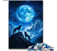 Puzzle da 1000 pezzi Moon Wolf, puzzle in legno Relax & Challenge, decorazione colorata per la casa, amici, dimensioni 50X75cm