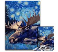 Puzzle da 1000 pezzi "Moose Night Sky", in cartone, stimolante, fai da te, decorativo, giocattolo interattivo per famiglie, 26X38CM/10,23x14,96 pollici.