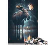 Puzzle da 1000 pezzi "Moose Night, the Rain" per adulti, puzzle per la famiglia, sfida mentale, 1000 pezzi (75 x 50 cm)