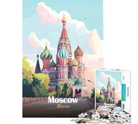 Puzzle da 1000 pezzi Mosca Russia︰ Illustrazione della Cattedrale di San Basilio Gioco educativo Giocattolo didattico Regalo per compleanni Decorazione per la casa (Dimensioni 75x50cm)