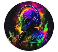 Puzzle da 1000 pezzi Mostro che ascolta musica, puzzle rotondo da 1000 pezzi per adulti, attività educativa per le abilità cognitive, miglioramento delle abilità cognitive, 67,5x67,5 cm
