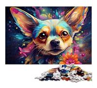 Puzzle da 1000 pezzi motivo animali chihuahua puzzle psichedelico colorato per adulti puzzle di carta decorazione per la famiglia 1000 pezzi (38x26 cm)