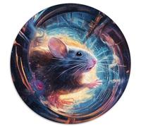 Puzzle da 1000 pezzi, motivo: animali, topo, rotondo, in cartone, idea regalo di compleanno, gioco rompicapo impegnativo (67,5x67,5 cm)