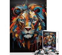 Puzzle da 1000 pezzi motivo astratto geometrico leone decorazione per la casa giocattoli fantastici regali e giocattoli gioco pratico interessante riduzione dello stress dimensioni 38x52cm