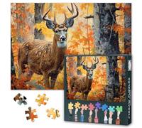 Puzzle da 1000 pezzi, motivo: cervi nella foresta, per adulti - 70 x 50 cm Difficile Puzzle Animali Arte, Famiglia Giochi educativi & Home Decor Regalo