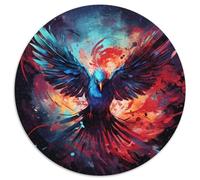 Puzzle da 1000 pezzi, motivo: fenice colorata, rotondo, in carta, giocattolo, regalo educativo, intellettuale, rilassante, divertente, gioco per famiglie (dimensioni 67,5x67,5 cm)