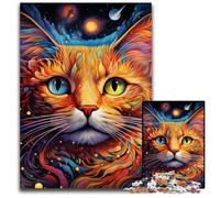 Puzzle da 1000 pezzi, motivo: gatto colorato, in cartone, per adulti, rompicapo fai da te, perfetto gioco per famiglie o regalo decorativo, 26X38CM/10,23x14,96 pollici.