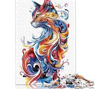 Puzzle da 1000 pezzi, motivo: gatto, pop art, puzzle quadrato colorato per adulti e bambini, gioco di puzzle di carta, 38x26 cm/1000 pezzi