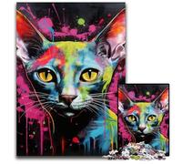 Puzzle da 1000 pezzi, motivo: gatto senza pelo, graffiti artistici, per adulti, relax e sfida, decorazioni per la casa colorate, amici, 50x75CM/19,68x29,52 pollici.