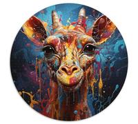 Puzzle da 1000 pezzi, motivo: giraffa, rotondo, in carta, regalo di Natale per adolescenti, antistress, fantastico per la famiglia (67,5x67,5 cm)