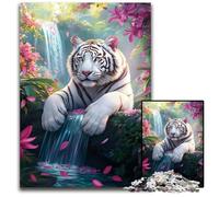 Puzzle da 1000 pezzi, motivo: giungla, tigre bianca, in cartone, per regali di decorazione per la casa, giocattolo stimolante per la famiglia, perfetto per le serate di gioco, 26x38cm