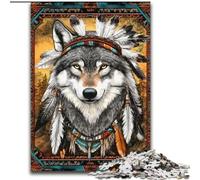 Puzzle da 1000 pezzi, motivo lupo indiano, in legno, per adulti, gioco interattivo per famiglie, rompicapo, giocattolo educativo (dimensioni 50x75cm)