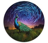 Puzzle da 1000 pezzi, motivo: pavone colorato, rotondo, per adulti, gioco interattivo per famiglie, sfida mentale, giocattolo educativo (67,5x67,5cm)