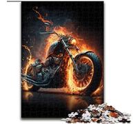 Puzzle da 1000 pezzi "Motociclette con fuoco" per adolescenti, interessante interazione genitore-figlio per ridurre lo stress (50x75cm)