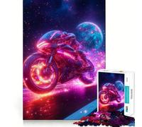 Puzzle da 1000 pezzi "Motociclista al neon" per adulti, gioco per allenare la mente, divertimento rilassante, assemblaggio artistico, opera d'arte (38x52cm)
