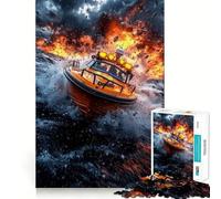 Puzzle da 1000 pezzi "Motoscafo in mare in tempesta" per adulti, gioco per allenare la mente, divertimento casual, taglio di precisione, regalo artistico 38x52cm