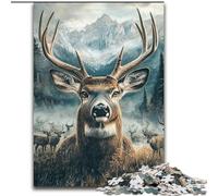 Puzzle da 1000 pezzi "Mountain Deer" per adulti e adolescenti, aiuta il cervello a esercitare i giocattoli avvincenti per coltivare la pazienza, decorazione perfetta (50x75cm)