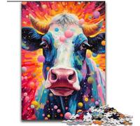 Puzzle da 1000 pezzi Mucca con il cerchio in cartone, dimensioni 26x38cm, rompicapo impegnativo per adolescenti, divertente serata di giochi in famiglia