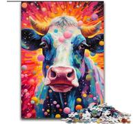 Puzzle da 1000 pezzi "Mucca con il cerchio", puzzle impegnativo, dimensioni 50x75cm, rompicapo fai da te impegnativo, gioco perfetto per famiglie o regalo decorativo.