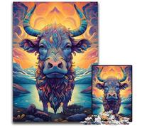 Puzzle da 1000 pezzi Mucca sulla montagna Natura Puzzle in cartone Relax e sfida, arte decorativa colorata per la casa, amici 26X38cm / 10,23x14,96 pollici
