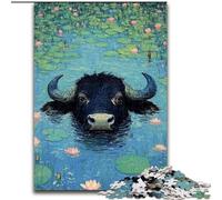Puzzle da 1000 pezzi "Mucche nello stagno", puzzle in legno 50x75cm, perfetto per adolescenti, per rafforzare i legami familiari, rompicapo e regalo fai da te per la casa