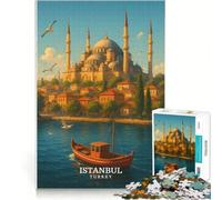 Puzzle da 1000 pezzi, murale Istanbul Turchese, giochi educativi, decorazione perfetta, compleanno e Natale 38x26cm