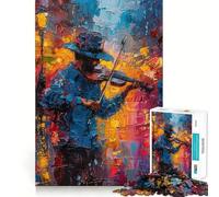Puzzle da 1000 pezzi "Musicista di strada con violino" per adolescenti, ideale per stimolare la memoria, calmare la mente e creare un'opera d'arte da collezione 38x52cm