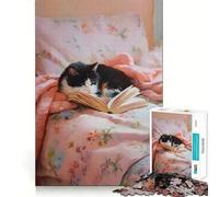 Puzzle da 1000 pezzi "Nannello del gatto" con libro da dipingere,gioco di precisione,attività cerebrale,divertimento per il tempo libero,regalo di compleanno (38x26cm)