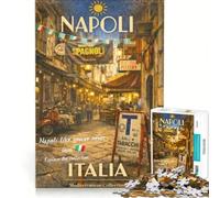 Puzzle da 1000 pezzi Napoli Street Vibes | 38x26cm Decorazione domestica: difficile e impegnativa con pezzi di forma irregolare che si incastrano perfettamente.
