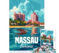 Puzzle da 1000 pezzi Nassau Bahamas Decorazione per la casa Giocattoli Ottimo regalo Giochi educativi con poster abbinato e foglio di quiz Dimensioni 38x26cm