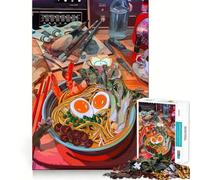 Puzzle da 1000 pezzi "Natura morta con ramen e strumenti d'artista" per adolescenti Il puzzle migliora la memoria, crea un'atmosfera accogliente e rilassante Taglio preciso Regalo festivo (50x75cm)