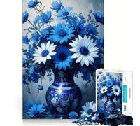 Puzzle da 1000 pezzi,natura morta floreale blu e bianca,taglio perfetto,divertente,rompicapo cognitivo,gioco per il tempo libero,regalo artistico di Natale 38x52cm