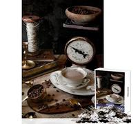 Puzzle da 1000 pezzi natura morta vintage con caffè rompicapo gioco per famiglie decorazione da parete collezione d'artista belle arti (38x52cm)