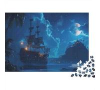 Puzzle da 1000 pezzi "Nave pirata al chiaro di luna", "Nave fantasma nella tempesta", gioco educativo per adulti, bellissima decorazione, difficile e stimolante, regalo di compleanno. 38x26cm/1000pcs