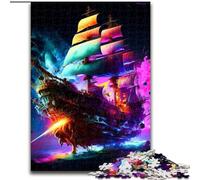 Puzzle da 1000 pezzi, nave pirata colorata, in legno, perfetto per decorare la casa o l'ufficio, ideale come regalo di Natale 50x75cm, decorazione artistica fai da te, perfetto regalo di compleanno