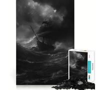 Puzzle da 1000 pezzi "Nave pirata nella tempesta" per adolescenti, migliora la memoria, favorisce il rilassamento mentale, ha bordi netti ed è un regalo creativo (38x26cm)