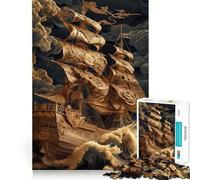Puzzle da 1000 pezzi "Nave pirata persa in mare" per adulti, gioco intelligente con bordi affilati, ideale per i desideri di Babbo Natale (38x26cm)