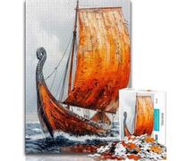 Puzzle da 1000 pezzi Nave pirata Puzzle da 1000 pezzi per adulti e ragazzi, con poster abbinato e foglio di quiz per età 14 (50x75cm)