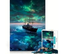 Puzzle da 1000 pezzi "Nave sotto un cielo stellato" per adolescenti, ideale per migliorare la memoria e creare un'atmosfera rilassante Bordo pulito Articolo a tema Babbo Natale 50x75cm