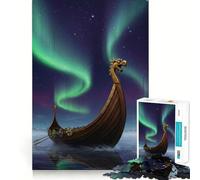 Puzzle da 1000 pezzi "Nave vichinga sotto l'aurora boreale" - Gioco di concentrazione mentale - Taglio di precisione - Bordi lisci - Attività coinvolgente per serate tranquille (38x52cm)