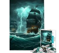 Puzzle da 1000 pezzi - Navi pirata in mari tempestosi - Giocattolo educativo - Gioco impossibile - Perfetto per le vacanze a casa e per passare il tempo - Regalo di compleanno (Dimensioni 75x50cm)