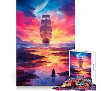 Puzzle da 1000 pezzi "Navigazione al tramonto" per adolescenti, gioco di logica puro, rilassante, con dettagli precisi e opere d'arte (38x26cm)