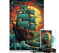 Puzzle da 1000 pezzi "Navigazione al tramonto" per ragazzi, gioco di logica, divertente e silenzioso, con taglio liscio, regalo perfetto (50x75cm)