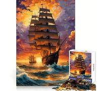 Puzzle da 1000 pezzi "Navigazione al tramonto" per ragazzi, ideale per migliorare la memoria, per un relax informale, con bordi precisi e un regalo elegante (38x52cm)