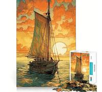 Puzzle da 1000 pezzi "Navigazione verso il tramonto" per adolescenti, gioco di intelletto, relax mentale, taglio di qualità, regalo per le vacanze (38x52cm)
