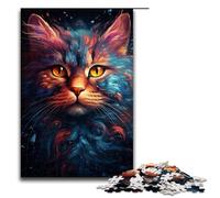 Puzzle da 1000 pezzi Nebula Cat's Colorful Psychedelic Jigsaw per adulti gioco di famiglia in legno 75x50 cm
